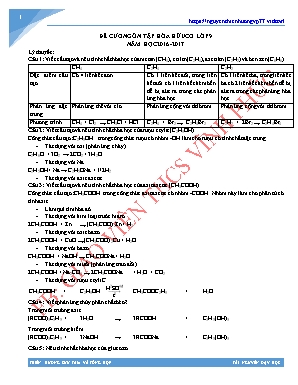 Đề cương ôn tập Hóa hữu cơ Lớp 9 - Năm học 2016-2017 - FB Giáo viên THCS Vĩnh Phúc